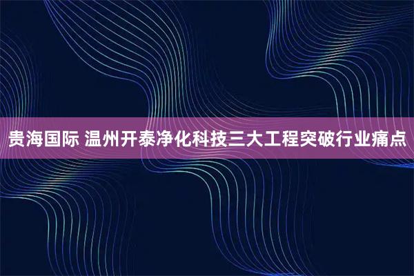贵海国际 温州开泰净化科技三大工程突破行业痛点